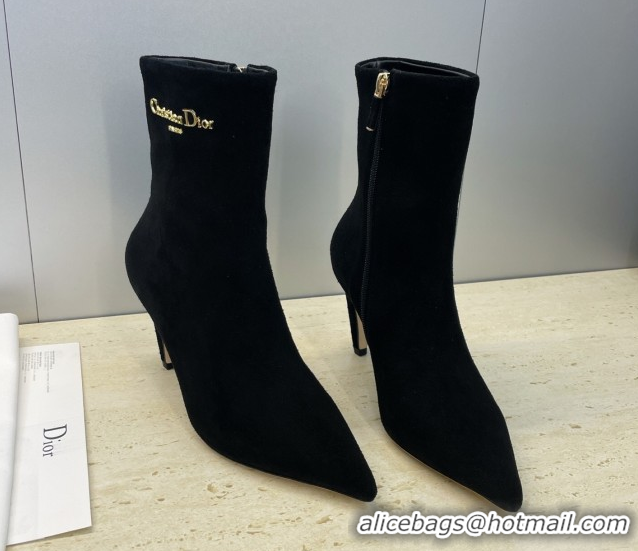 Duplicate Dior My Dior Heeled Ankle Boots 8cm in Suede Black DR121608 1216118