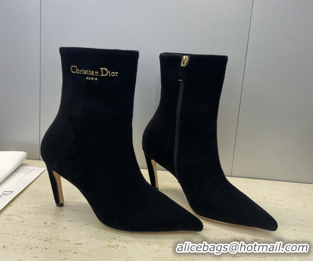Duplicate Dior My Dior Heeled Ankle Boots 8cm in Suede Black DR121608 1216118