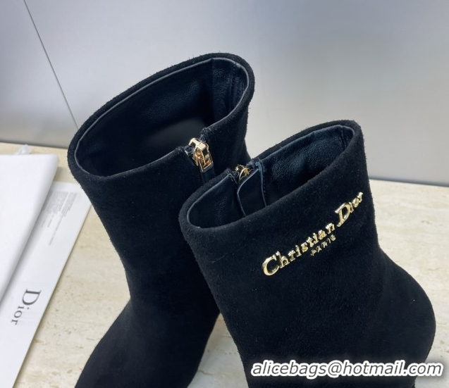 Duplicate Dior My Dior Heeled Ankle Boots 8cm in Suede Black DR121608 1216118