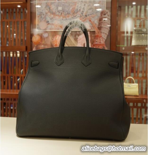 Big Discount Hermes Multipockets Birkin HAC 50 Bag in Togo Leather H50 Black/Silver 2025 (Half Handmade)