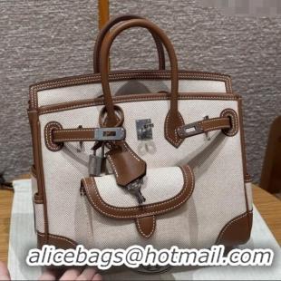 Promotional Hermes Birkin 25cm Cargo Bag in Swift Leather and Canvas H25 Dark Brown/Silver 2025 (Half Handmade)
