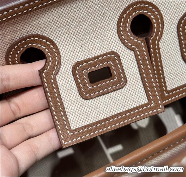 Promotional Hermes Birkin 25cm Cargo Bag in Swift Leather and Canvas H25 Dark Brown/Silver 2025 (Half Handmade)