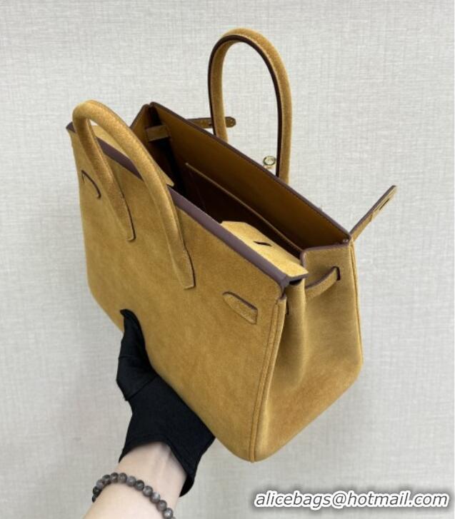 Super Quality Hermes Birkin 25 Bag in Suede Leather H25 Camel/Gold 2025 (Half Handmade)