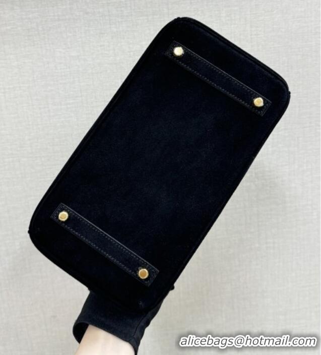 Shop Discount Hermes Birkin 30 Bag in Suede Leather H30 Black/Gold 2025 (Half Handmade)