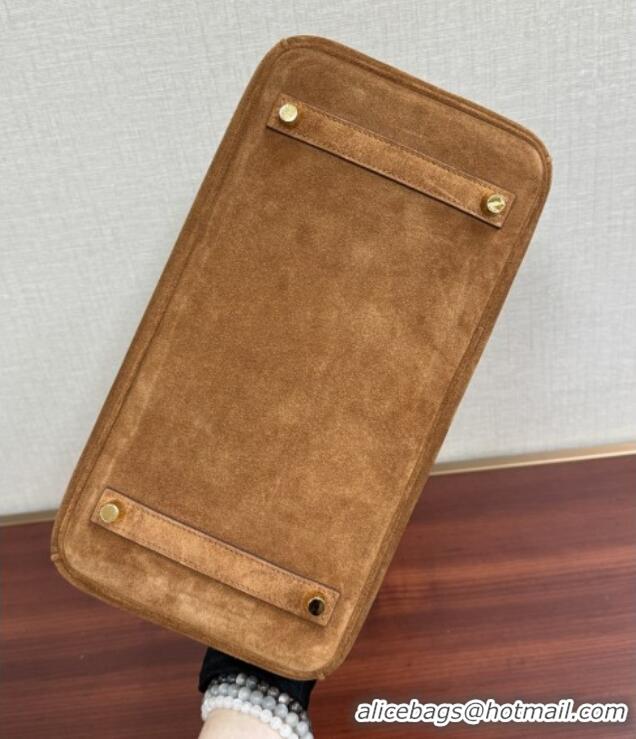 Buy Discount Hermes Birkin 30 Bag in Suede Leather H30 Brown/Gold 2025 (Half Handmade)