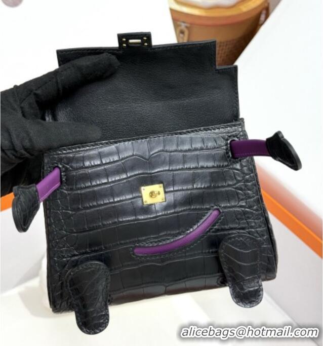 Best Quality Hermes Kelly Doll Bag in Matt Alligator Leather H16 Black 2025(Handmade)