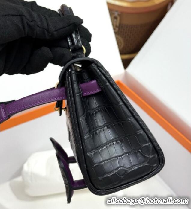 Best Quality Hermes Kelly Doll Bag in Matt Alligator Leather H16 Black 2025(Handmade)