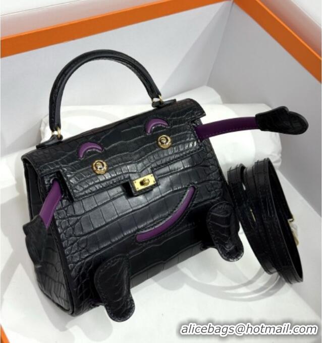 Best Quality Hermes Kelly Doll Bag in Matt Alligator Leather H16 Black 2025(Handmade)