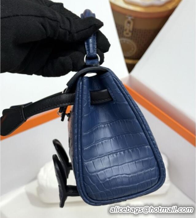 Top Grade Hermes Kelly Doll Bag in Matt Alligator Leather H16 Blue 2025 (Handmade)