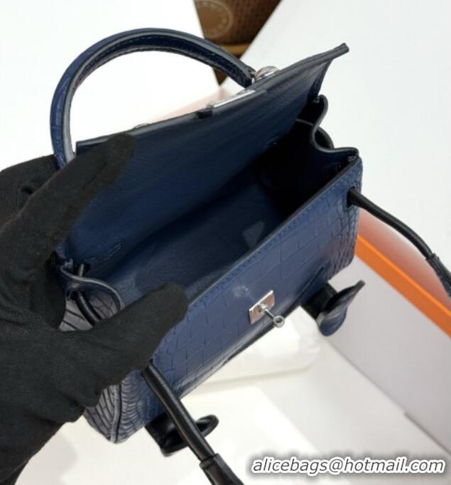 Top Grade Hermes Kelly Doll Bag in Matt Alligator Leather H16 Blue 2025 (Handmade)