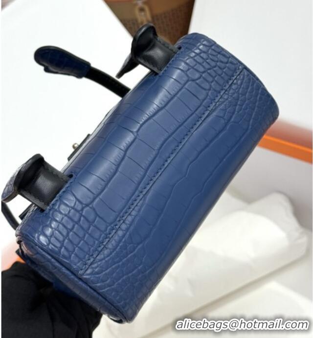 Top Grade Hermes Kelly Doll Bag in Matt Alligator Leather H16 Blue 2025 (Handmade)