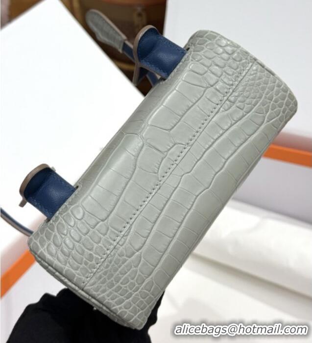 Buy Fashionable Hermes Kelly Doll Bag in Matt Alligator Leather H16 Grey/Blue 2025 (Handmade)