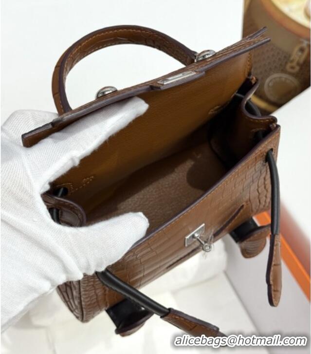 Best Quality Hermes Kelly Doll Bag in Matt Alligator Leather H16 Brown 2025 (Handmade)