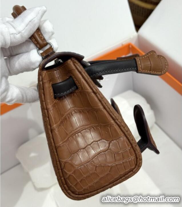 Best Quality Hermes Kelly Doll Bag in Matt Alligator Leather H16 Brown 2025 (Handmade)