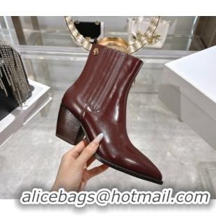 Good Product Dior Wild Heeled Ankle Boots 5cm in Calfskin Leather Dark Burgundy DR121610 1216128