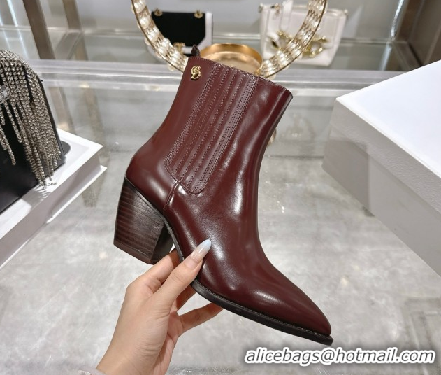 Good Product Dior Wild Heeled Ankle Boots 5cm in Calfskin Leather Dark Burgundy DR121610 1216128