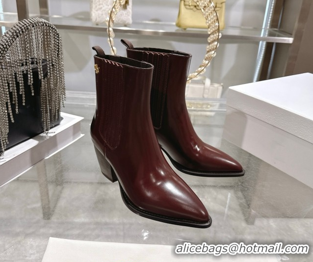 Good Product Dior Wild Heeled Ankle Boots 5cm in Calfskin Leather Dark Burgundy DR121610 1216128