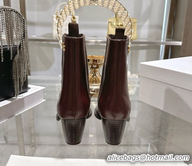 Good Product Dior Wild Heeled Ankle Boots 5cm in Calfskin Leather Dark Burgundy DR121610 1216128