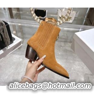 Charming Dior Wild Heeled Ankle Boots 5cm in Suede Brown Yellow DR121610 1216131
