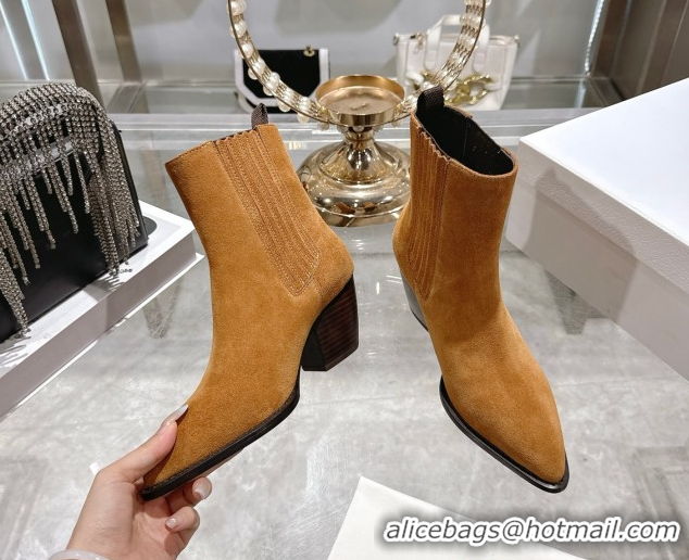 Charming Dior Wild Heeled Ankle Boots 5cm in Suede Brown Yellow DR121610 1216131