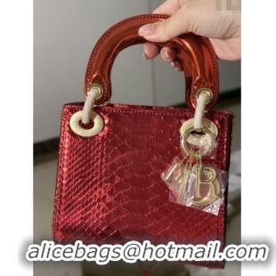 Famous Brand Dior Mini Lady Dior Bag in Python Leather D123001 Red 2025