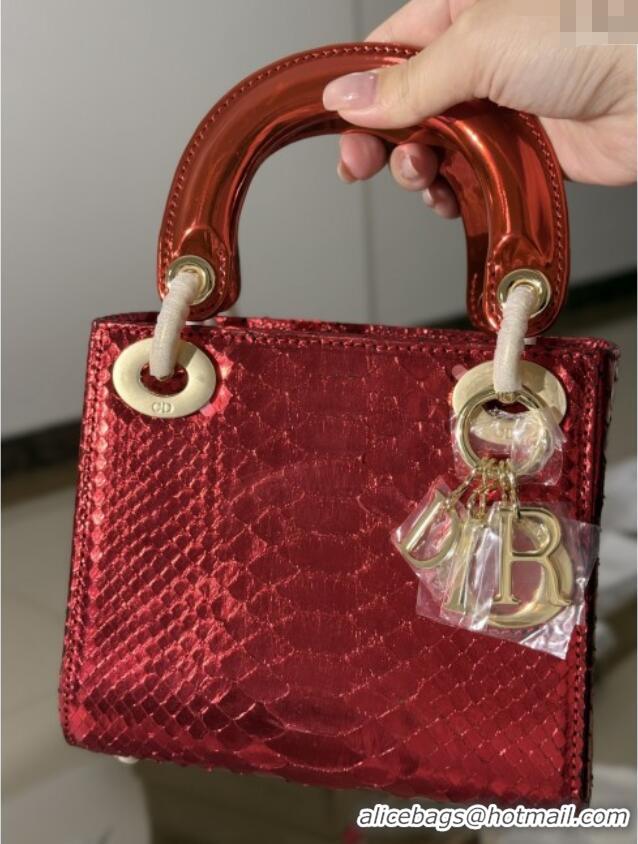 Famous Brand Dior Mini Lady Dior Bag in Python Leather D123001 Red 2025