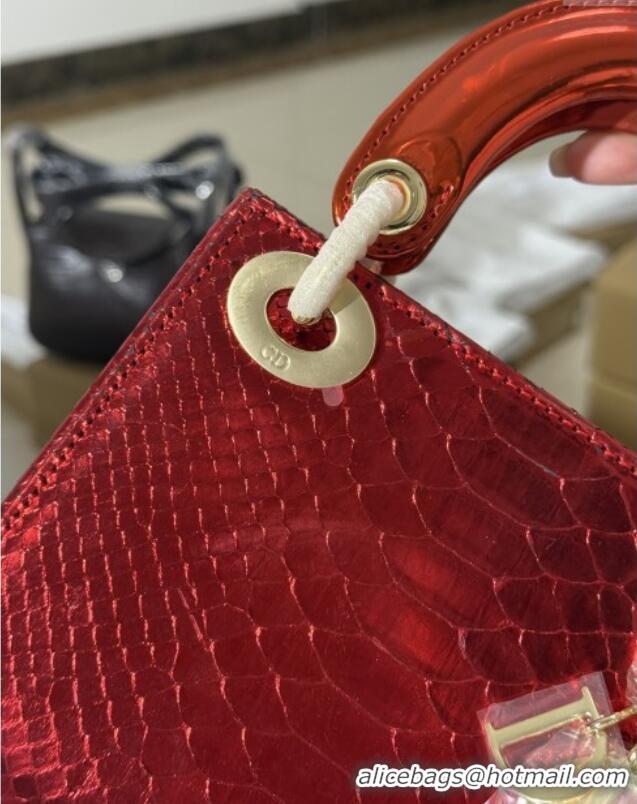 Famous Brand Dior Mini Lady Dior Bag in Python Leather D123001 Red 2025