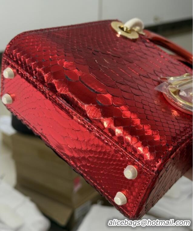 Famous Brand Dior Mini Lady Dior Bag in Python Leather D123001 Red 2025