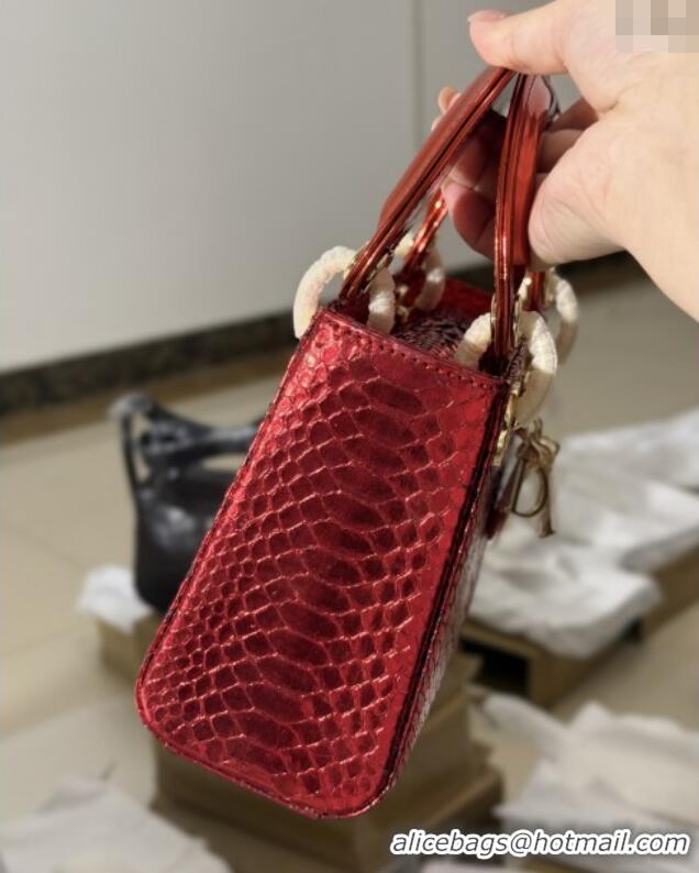 Famous Brand Dior Mini Lady Dior Bag in Python Leather D123001 Red 2025