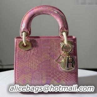 Famous Brand Dior Mini Lady Dior Bag in Python Leather D123002 Pink 2025