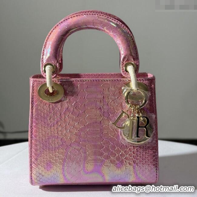 Famous Brand Dior Mini Lady Dior Bag in Python Leather D123002 Pink 2025