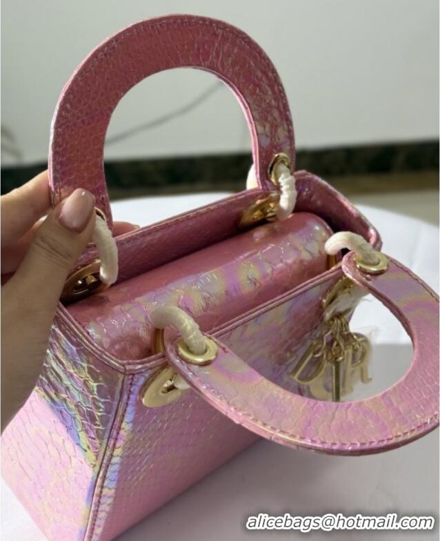 Famous Brand Dior Mini Lady Dior Bag in Python Leather D123002 Pink 2025