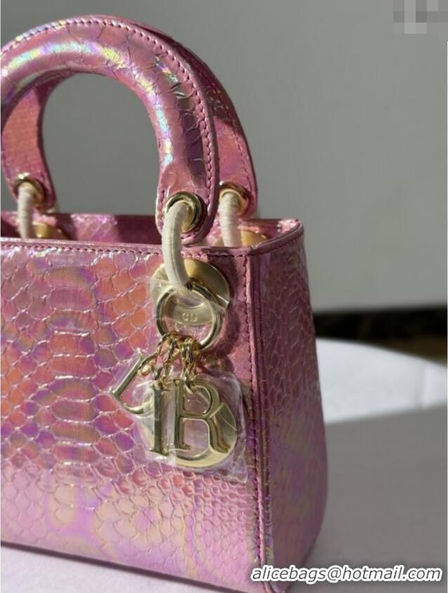 Famous Brand Dior Mini Lady Dior Bag in Python Leather D123002 Pink 2025
