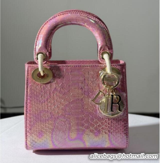 Famous Brand Dior Mini Lady Dior Bag in Python Leather D123002 Pink 2025