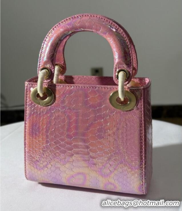 Famous Brand Dior Mini Lady Dior Bag in Python Leather D123002 Pink 2025