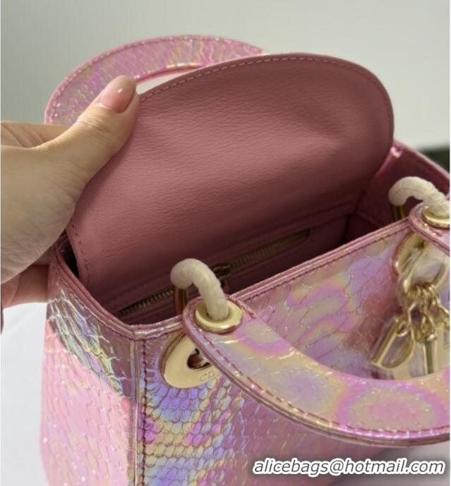 Famous Brand Dior Mini Lady Dior Bag in Python Leather D123002 Pink 2025