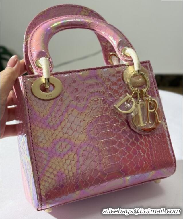 Famous Brand Dior Mini Lady Dior Bag in Python Leather D123002 Pink 2025