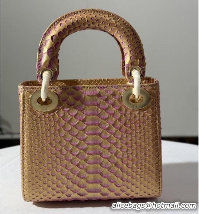 Grade Design Dior Mini Lady Dior Bag in Python Leather D123005 Brown/Rosy 2025