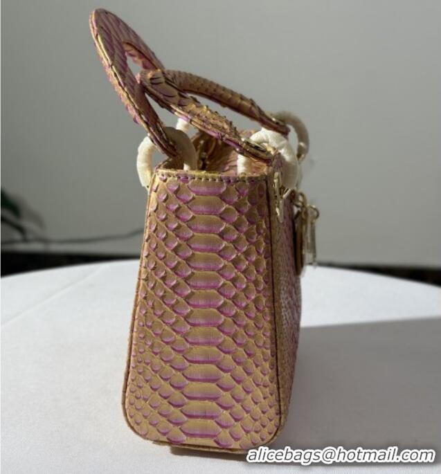 Grade Design Dior Mini Lady Dior Bag in Python Leather D123005 Brown/Rosy 2025