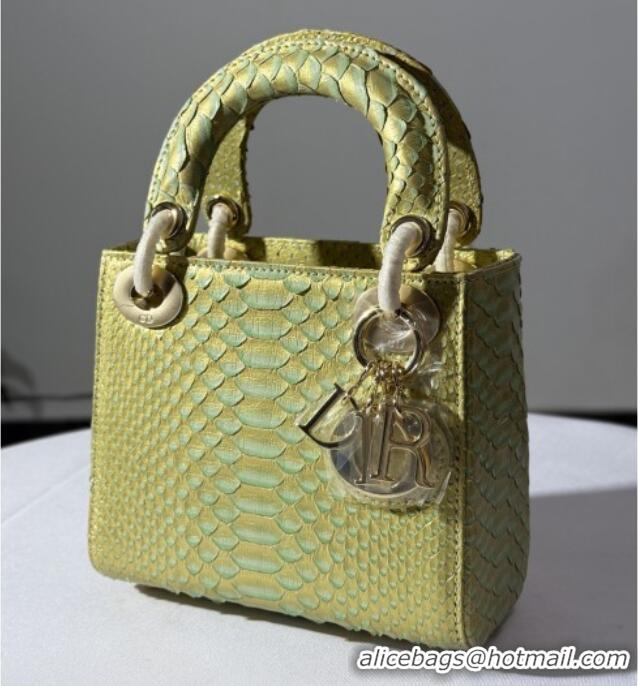Big Discount Dior Mini Lady Dior Bag in Python Leather D123006 Gold 2025