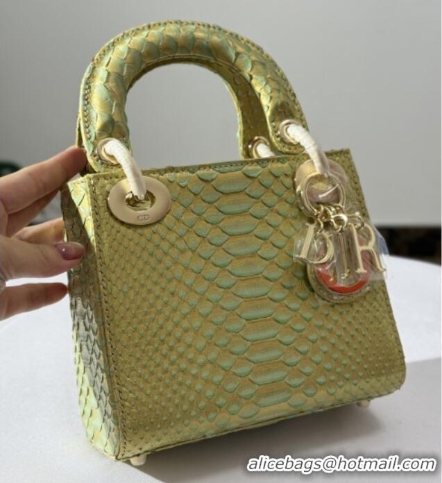 Big Discount Dior Mini Lady Dior Bag in Python Leather D123006 Gold 2025