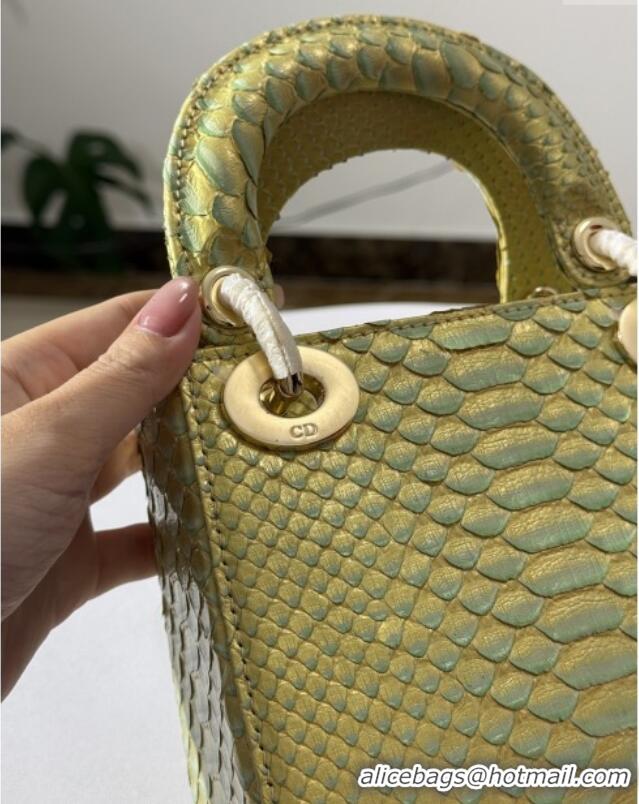 Big Discount Dior Mini Lady Dior Bag in Python Leather D123006 Gold 2025
