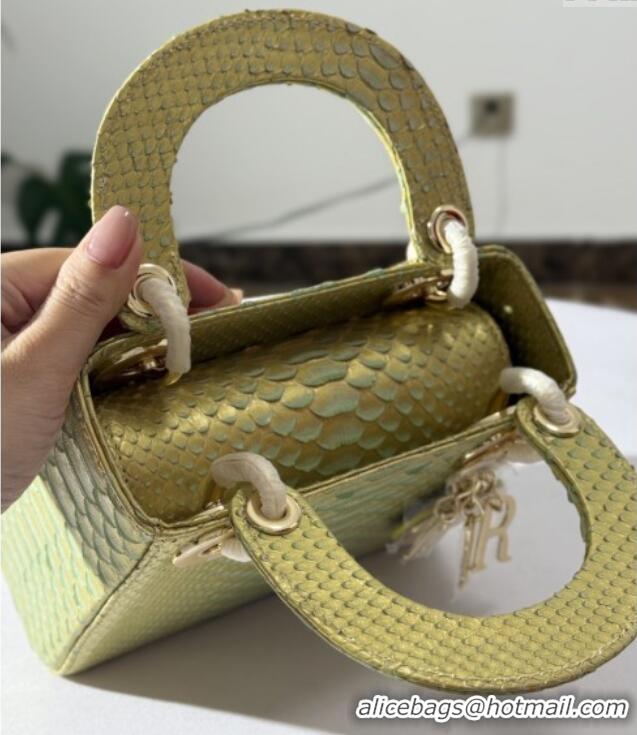 Big Discount Dior Mini Lady Dior Bag in Python Leather D123006 Gold 2025