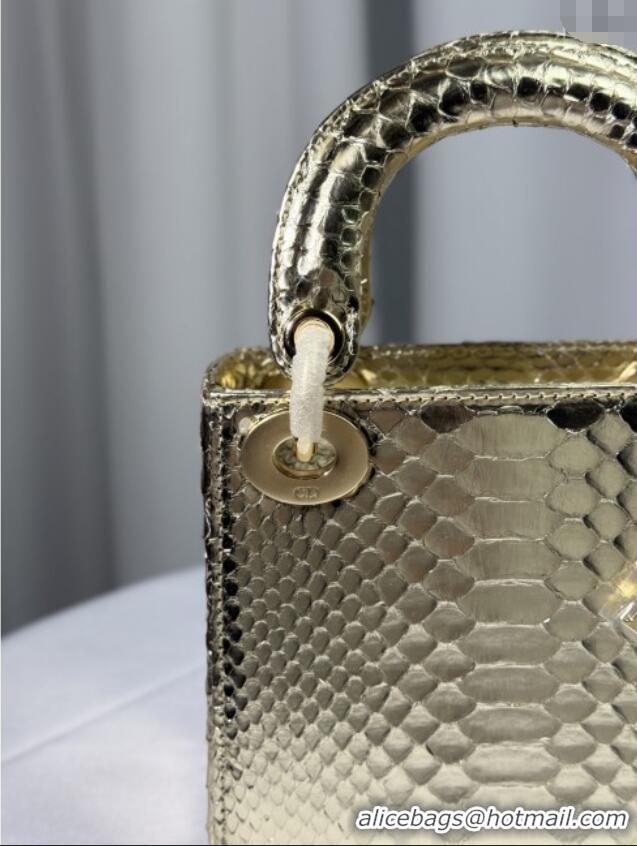 Luxury Discount Dior Mini Lady Dior Bag in Python Leather D123007 Gold 2025
