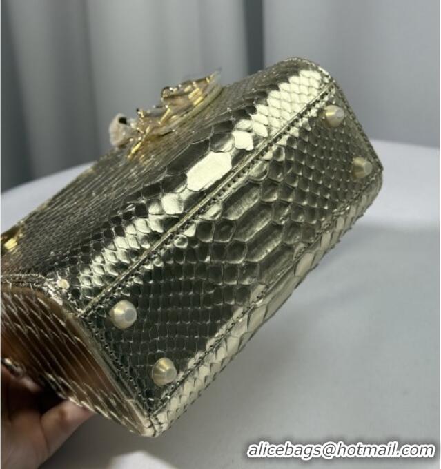 Luxury Discount Dior Mini Lady Dior Bag in Python Leather D123007 Gold 2025