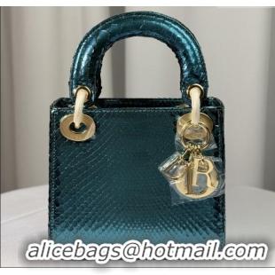 Luxury Discount Dior Mini Lady Dior Bag in Python Leather D123008 Green 2025
