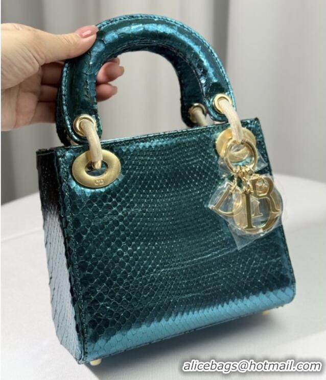 Luxury Discount Dior Mini Lady Dior Bag in Python Leather D123008 Green 2025