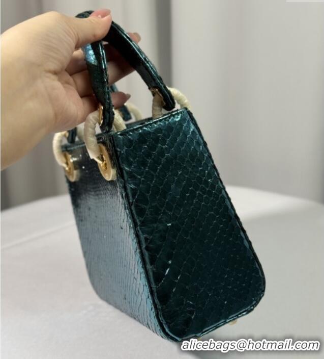 Luxury Discount Dior Mini Lady Dior Bag in Python Leather D123008 Green 2025