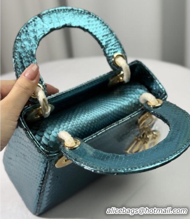 Luxury Discount Dior Mini Lady Dior Bag in Python Leather D123008 Green 2025
