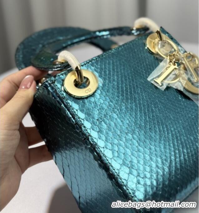 Luxury Discount Dior Mini Lady Dior Bag in Python Leather D123008 Green 2025